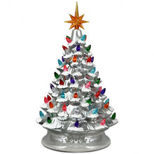 Load image into Gallery viewer, 15&quot; Pre-Lit Hand-Painted Ceramic Christmas Tree-Silver
