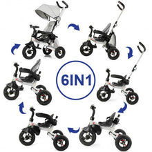Load image into Gallery viewer, 6-In-1 Kids Baby Stroller Tricycle Detachable Learning Toy Bike-Gray
