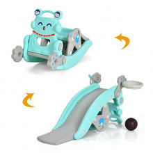 Load image into Gallery viewer, 4-in-1 Toddler Slide and Rocking Horse Playset with Basketball Hoop-Blue
