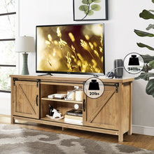 Load image into Gallery viewer, TV Stand with Cabinet Sliding Barn Door -Oak
