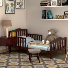 Load image into Gallery viewer, Classic Kids Wood Bed with Guardrails-Brown
