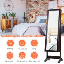 Load image into Gallery viewer, Jewelry Cabinet Stand Mirror Armoire with Large Storage Box-Brown
