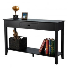 Load image into Gallery viewer, Console Sofa Side Accent Table with Drawer Shelf-Black
