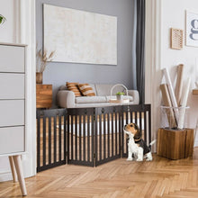 Load image into Gallery viewer, 24&quot; Folding Wooden Freestanding Pet Gate Dog Gate with 360° Hinge -Espresso
