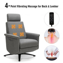 Load image into Gallery viewer, Swivel Massage Recliner Single Sofa with Adjustable Headrest-Gray
