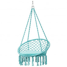 Load image into Gallery viewer, Macrame Cushioned Hanging Swing Hammock Chair-Turquoise

