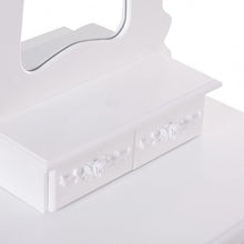 Load image into Gallery viewer, Compact Vanity Makeup Dressing Table Stool Set White
