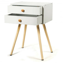 Load image into Gallery viewer, Mid Century Modern 2 Drawers Nightstand in Natural-White
