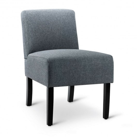 Accent Chair Fabric Upholstered Leisure Chair with Wooden Legs-Gray