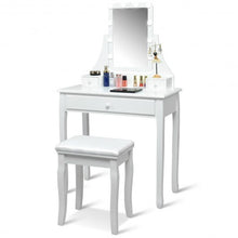 Load image into Gallery viewer, 10 LED Lighted Mirror and 3 Drawers Vanity Table Set-White
