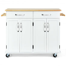 Load image into Gallery viewer, Wood Top Rolling Kitchen Trolley Island Cart Storage Cabinet-White
