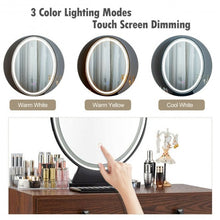 Load image into Gallery viewer, Industrial Makeup Dressing Table with 3 Lighting Modes-Coffee
