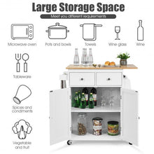 Load image into Gallery viewer, Rubber Wood Countertop Rolling Kitchen Island Cart-White
