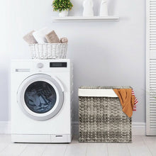 Load image into Gallery viewer, Hand-woven Foldable Rattan Laundry Basket-Gray
