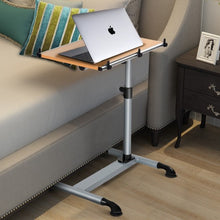 Load image into Gallery viewer, Height Adjustable Mobile Laptop Stand Side Desk with Casters-Natural
