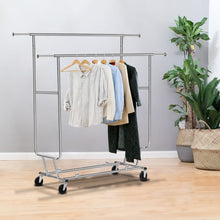 Load image into Gallery viewer, Double Commercial Collapsible Clothing Rolling Garment Rack
