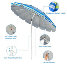 Load image into Gallery viewer, 8FT Portable Beach Umbrella with Sand Anchor and Tilt Mechanism for Garden and Patio-Blue

