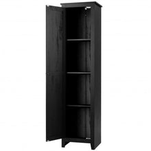 Load image into Gallery viewer, Linen Tower Bathroom Storage Cabinet Tall Slim Side Organizer with Shelf-Black
