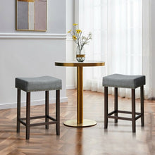 Load image into Gallery viewer, 2 pcs Nailhead Saddle Bar Stools with Fabric Seat &amp; Wood Legs-Gray
