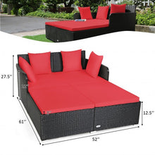 Load image into Gallery viewer, Outdoor Patio Rattan Daybed Thick Pillows Cushioned Sofa Furniture-Red

