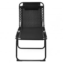Load image into Gallery viewer, Folding Heightening Design Beach Lounge Chair with Pillow for Patio-Black
