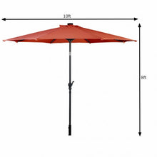Load image into Gallery viewer, 10 ft Patio Solar Umbrella with Crank and LED Lights-Orange
