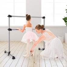 Load image into Gallery viewer, 4 Feet Portable Double Freestanding Barre Dancing Stretching-Silver
