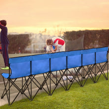 Load image into Gallery viewer, Portable Folding 6 Seats Chair Sideline Sports Bench-Blue
