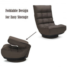 Load image into Gallery viewer, 4-Position Adjustable 360 Degree Swivel Folding Floor Sofa Chair-Brown

