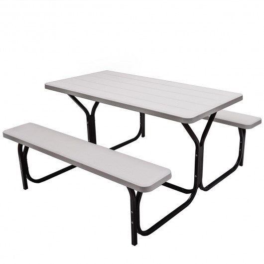 Outdoor Picnic Garden Party Table And Bench Set-White
