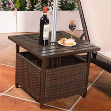 Load image into Gallery viewer, Outdoor Patio Rattan Wicker Steel Side Deck Table
