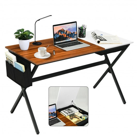 Writing Study Computer Desk with Drawer and Storage Bag-Natural