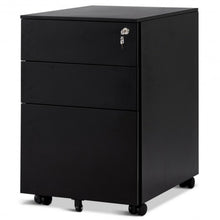 Load image into Gallery viewer, 3 Drawer Filing Cabinet Locking Pedestal Desk -Black
