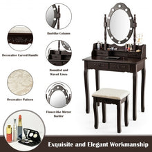 Load image into Gallery viewer, Makeup Vanity Dressing Table Set with Dimmable Bulbs Cushioned Stool-Coffee

