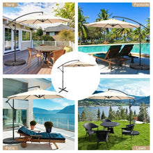 Load image into Gallery viewer, 10FT Offset Umbrella with 8 Ribs Cantilever and Cross Base Tilt Adjustment-Beige

