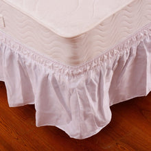 Load image into Gallery viewer, Twin / Full Size Around Bed 14" Elastic Wrap Ruffle Bed Skirt-White
