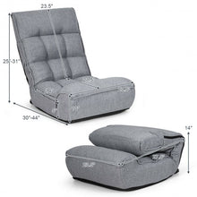 Load image into Gallery viewer, 4-Position Adjustable Floor Chair Folding Lazy Sofa-Gray
