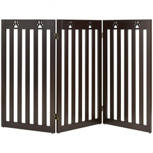 Load image into Gallery viewer, 36&quot; Folding Wooden Freestanding Pet Gate Dog Gate with 360° Flexible Hinge-Espresso
