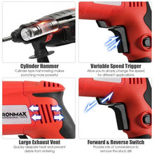 Load image into Gallery viewer, 1/2&quot; Electric Rotary Hammer Drill with Bits &amp; Case
