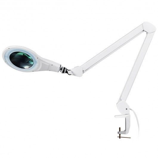 LED Magnifying Glass Desk Lamp w/ Swivel Arm-White