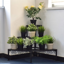 Load image into Gallery viewer, 3-Tier Corner Metal Flower Ladder Plant Stand
