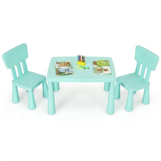 3-Piece Toddler Multi Activity Play Dining Study Kids Table and Chair Set-Green