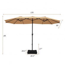 Load image into Gallery viewer, 15 Foot Extra Large Patio Double Sided Umbrella with Crank and Base-Beige
