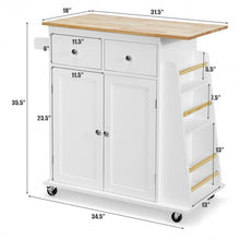 Load image into Gallery viewer, Rubber Wood Countertop Rolling Kitchen Island Cart-White
