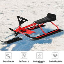Load image into Gallery viewer, Snow Sled w/ Steering Wheel &amp; Double Brakes Pull Rope Slider
