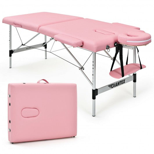 84'' L Portable Adjustable Massage Bed with Carry Case for Facial Salon Spa -Pink