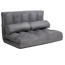 Load image into Gallery viewer, Foldable Floor 6-Position Adjustable Lounge Couch-Gray
