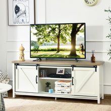 Load image into Gallery viewer, TV Stand Media Center Console Cabinet with Sliding Barn Door - White

