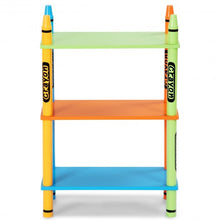 Load image into Gallery viewer, 3 Tiers Kids Bookshelf Crayon Themed Storage Colorful Shelves
