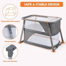 Load image into Gallery viewer, Multifunctional Portable Soft Folding Crib with Washable Mattress and Side Zipper-Gray

